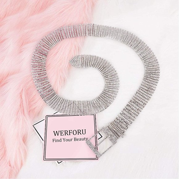 Women Crystal Rhinestone Shiny Chain Waist Belt